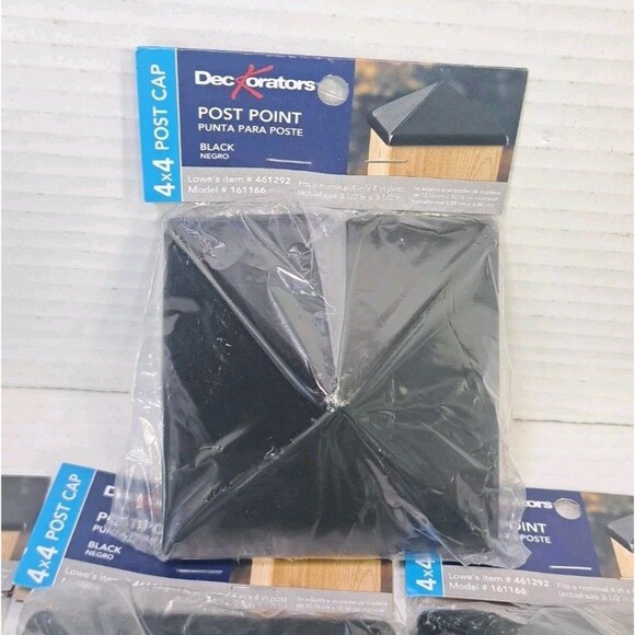 Deckorators 4x4 Wood Fence Post Points Lot of 10 Black Finish Caps Deck NEW - Picture 2 of 4